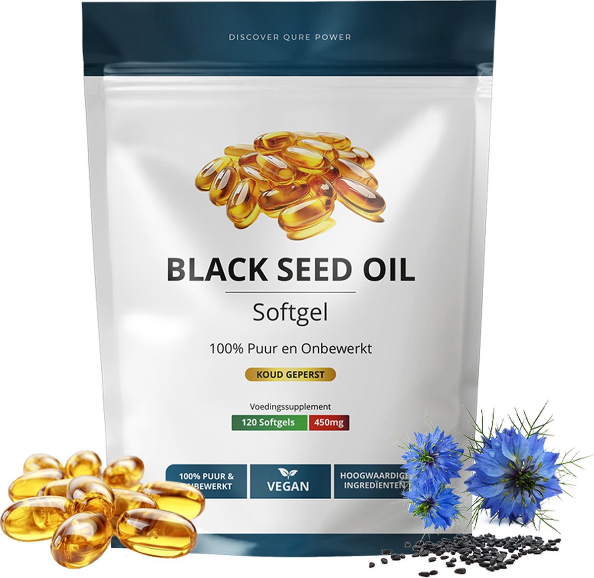 Black Seed Oil 120 Capsules | 1800mg per Dag | Zonder Gelatine | Hoogwaardige Koudgeperste Zwarte Komijnolie Capsules | Zwartzaadolie | Nigella Sativa Capsules