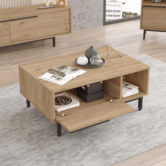 Salontafel Matteo - walnoot - 37x90x55 cm - Leen Bakker