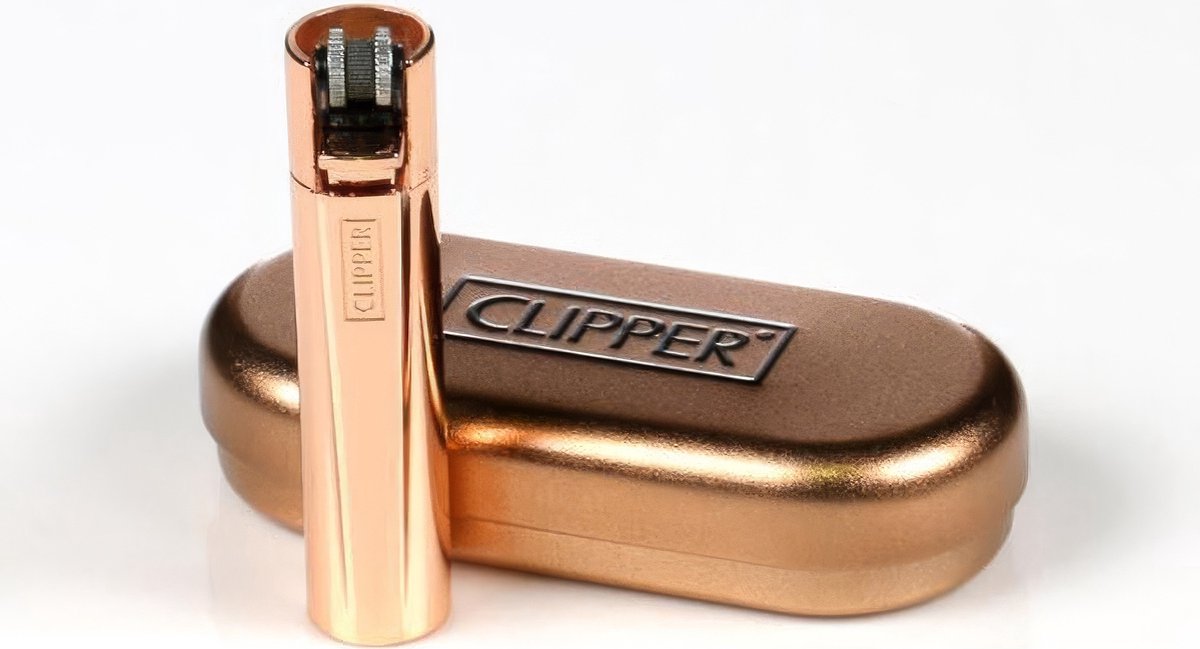 Goedkoopste Clipper - Metal Vuursteen aansteker - Rose Gold Giftbox