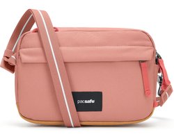 Pacsafe GO Crossbody - 2.5 L - Schoudertas - RFID-blokkerend - Anti-diefstal Tas - Waterafstotend - Geschikt voor 7-inch tablet - Festival Tas - Reistas - Turn & Lock Security Hooks - Gerecycled Polyester - Roze