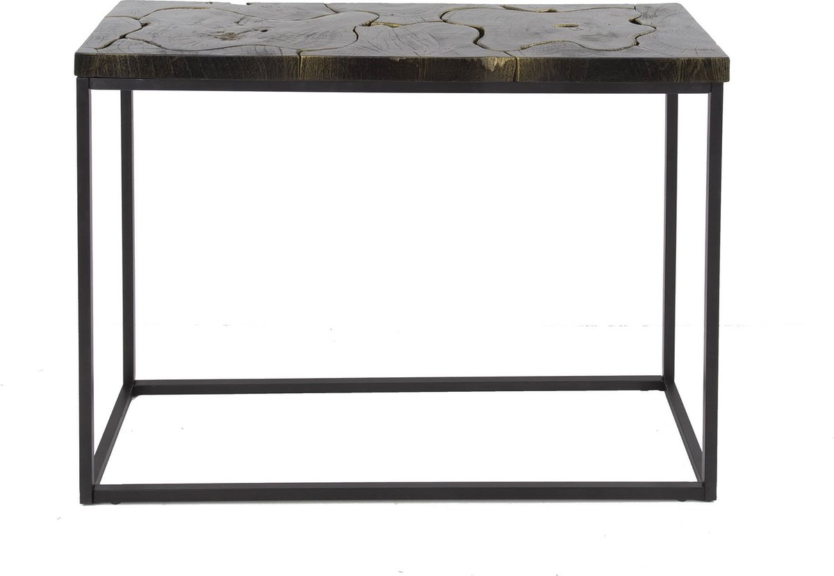 Dimehouse DH Interior Sidetable Zwart Goud Teakhout Minette 100x35x75 cm - 100 x 35 x 75 cm - Hout - Industrieel - Rechthoek