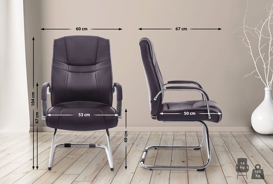 Clp Attila - Chaise de salle à manger - Cuir artificiel - Marron