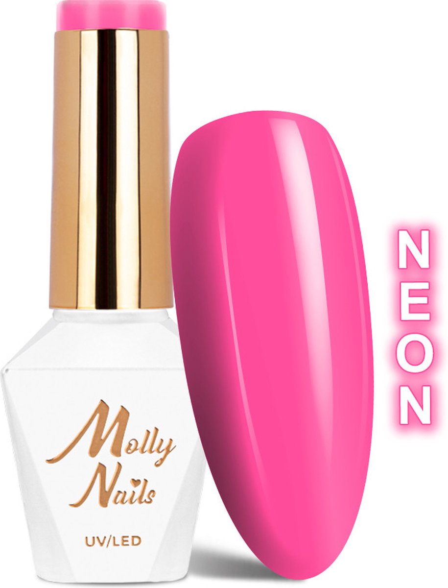 Goedkoopste Molly Nails Gellak Nr 332 Splash of Pink Neon - Hema/Di-Hema vrij - gellak - gelpolish - nagels - nails - nagelstyliste - manicure - nagelverzorging - lak - gelnagels - gel - polish - 8 gr - Caramdia