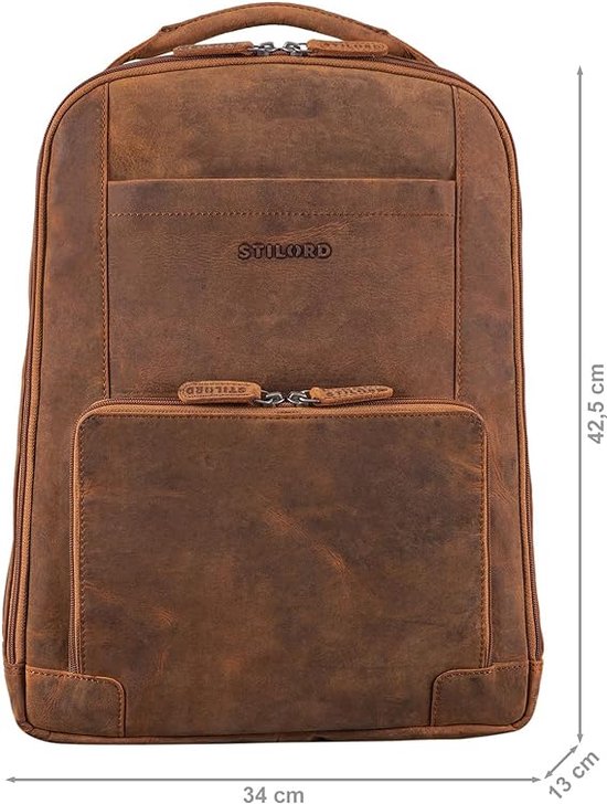 Sac à Dos DELAUREINES - Marron, Simili Cuir, 40x40x13 Cm, Compartiment PC, Neuf
