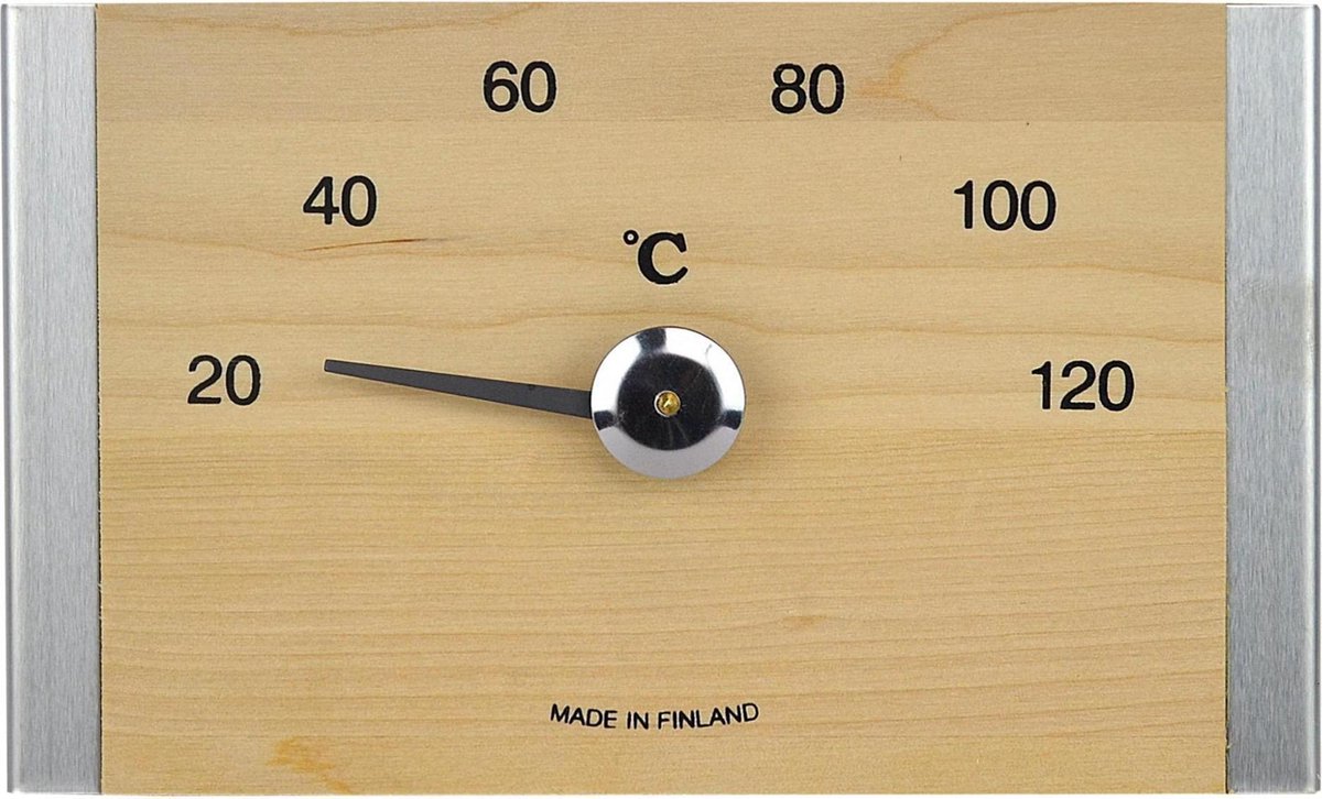 Saunia - Sauna thermometer - berken hout en RVS - saunia