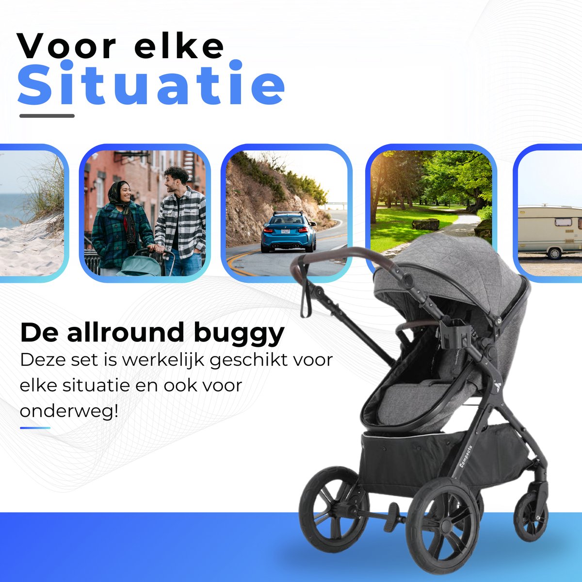 Lunola Mira X1 - Kinderwagen 3-in-1 - incl. autostoel - 0-20kg - XXL - Multifunctionele Buggy 3in1 - Grijs thumbnail 7