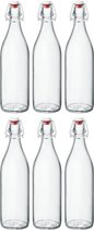 Bormioli Rocco Beugelflessen / Weckflessen Giara - Transparant - 1 liter - 6 stuks