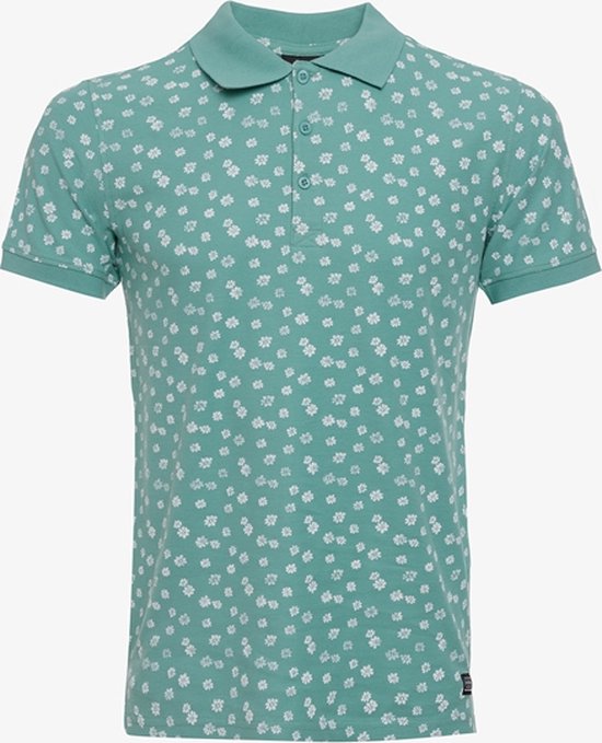 Unsigned heren polo met bloemenprint mintgroen - Maat M