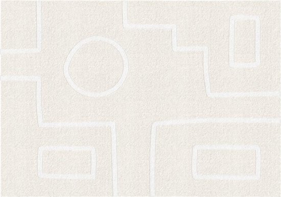 OZAIA Design-tapijt met asymmetrische motieven - 160 x 230 cm - Beige en wit - DOMINIO L 230 cm x H 1.9 cm x D 160 cm