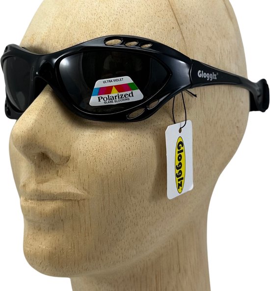 Glogglz® Rayz Watersport Zonnebril - Zwart - Kras bestendig - UV-bescherming en Polariserend - Sportbril - Anti-condens