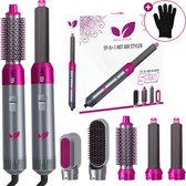 Besjaar Airstyler Krultang 5 in 1 - Multistyler Föhnborstel - 5 in 1 multi styler - Stijltang - Hairwrap - Haardroger met Borstel - Rozen Zilver met handshonen - Nieuwe Versie 2024