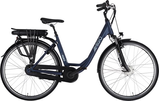 Foto: Amigo e faro s2 elektrische fiets e bike 28 inch 49 cm 7 versnellingen rollerbrake 468 wh accu matblauw