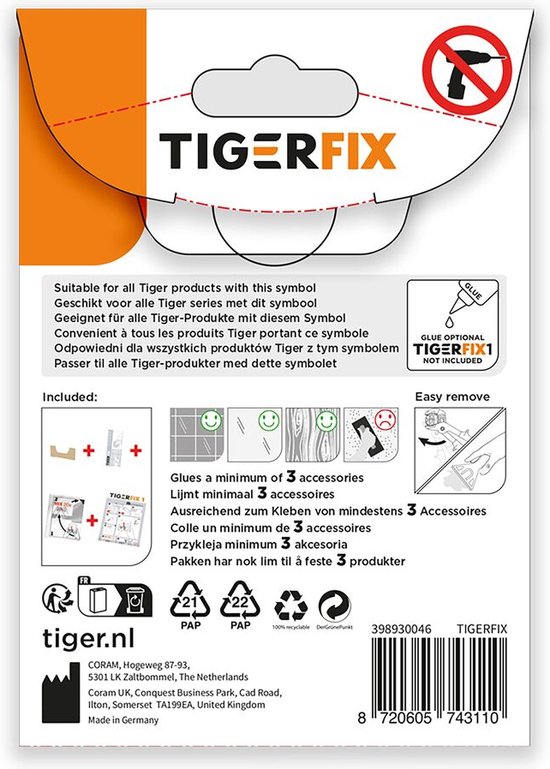 Tiger - Colle TigerFix - sans perçage - Colle - Colle Accessoires de vêtements pour bébé