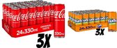Coca cola 3x 24x330ml & 3x 24x330ml Fanta Orange 144 blikjes totaal