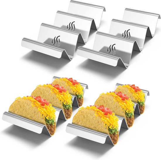 2 stuks roestvrije taco-houders, taco-houder, tacohouder kan tot 4 taco's voor