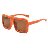 Zonnebril - EK - Oranje Zonnebril - Zonnebril Groot - Festival Bril - Rave Bril - Feestbril - Carnaval Bril - Evenementen Bril - Koningsdag - Trendy - Bril - Brillen - Sunglasses - Oversized - Vierkant - UV400 - Eyewear - Unisex - Oranje - Orange -