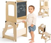Montessori Multifunctionele Leertoren voor Kinderen vanaf 1 Jaar - Hout - 4-in-1 - In Hoogte Verstelbaar - Opstapkruk