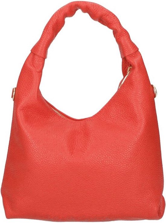 Rode Leren Schoudertas - Ruime Zacht Leren Schoudertassen - Italiaans Leder - Fashion Bags- Rood