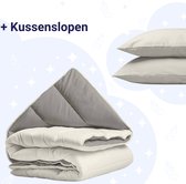 Zelesta Royalbed Tender Grey & Cream 140x200cm - Dekbed zonder overtrek - 30 dagen proefslapen - Wasbaar hoesloos dekbed - Bedrukt dekbed - All year zomerdekbed & winterdekbed