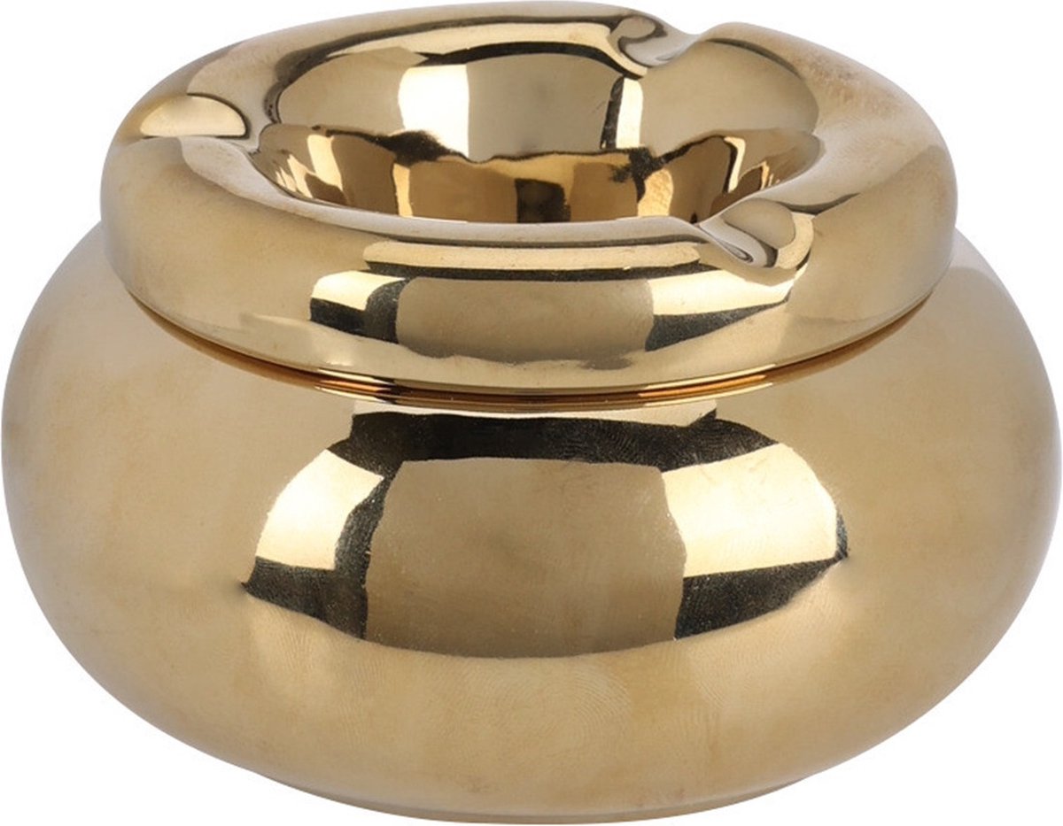 Goedkoopste Home & Styling Storm Asbak Marbella - Kunststeen - D11 x H6 cm - metallic goud - voor binnen/balkon