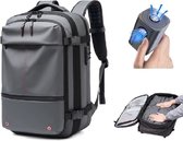 Avoir Avoir®-Vacuum compressie rugzak-Grijs-Reis Weekend Backpack-Handbagage-Waterdicht Oxford-Ademende achterkant-Antidiefstal ritszak-Waterdicht en slijtvast materiaal-17,3-inch laptop compatibel