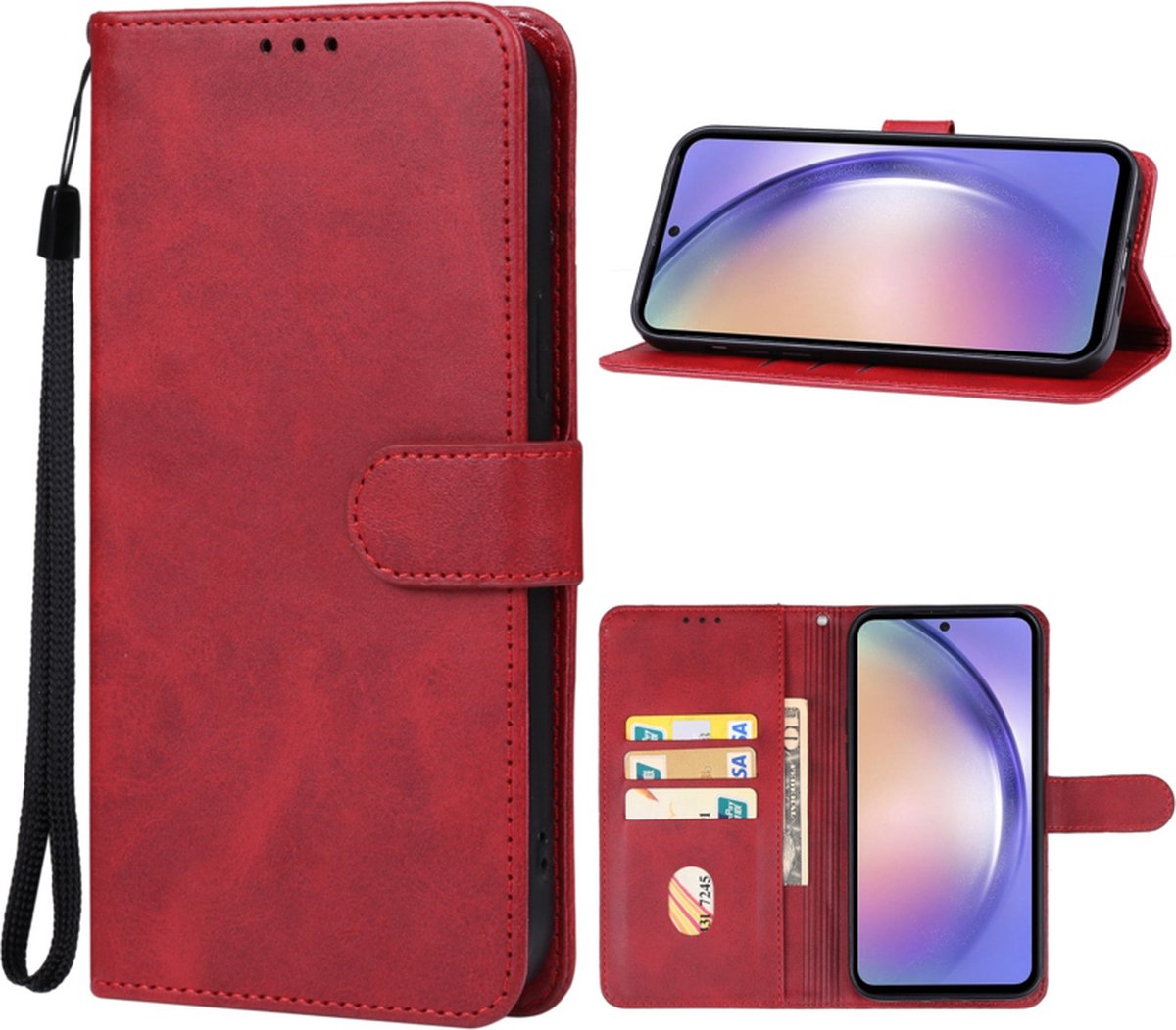 Boek Bescherm-Etui Hoes geschikt voor Samsung Galaxy A35 - Rood