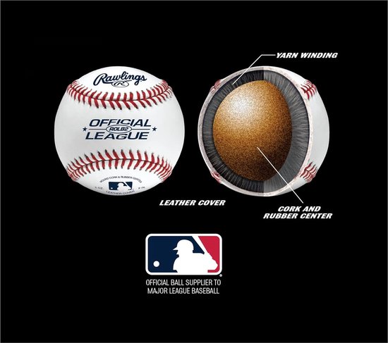 Baseball en cuir Rawlings ROLB2 - Blanc - 9 pouces