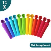 Clean Cuisine IJsvormpjes - IJsvormpjes voor ijslollys - IJsjes maken - Vaatwasser Bestendig - BPA vrij - 12 stuks XL - Met Receptkaart