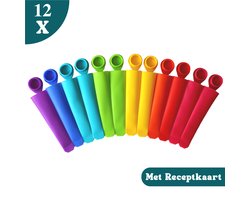 Clean Cuisine IJsvormpjes - IJsvormpjes voor ijslollys - IJsjes maken - Vaatwasser Bestendig - BPA vrij - 12 stuks XL - Met Receptkaart