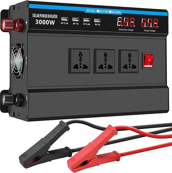 Foto: Seamuing 3000 w omvormer dc 12 v naar ac 240 v gemodificeerde sinusgolf spanningsomvormer met 3 ac stopcontacten en 4 usb poorten 5 v 2 4 a voor auto caravan vrachtwagen