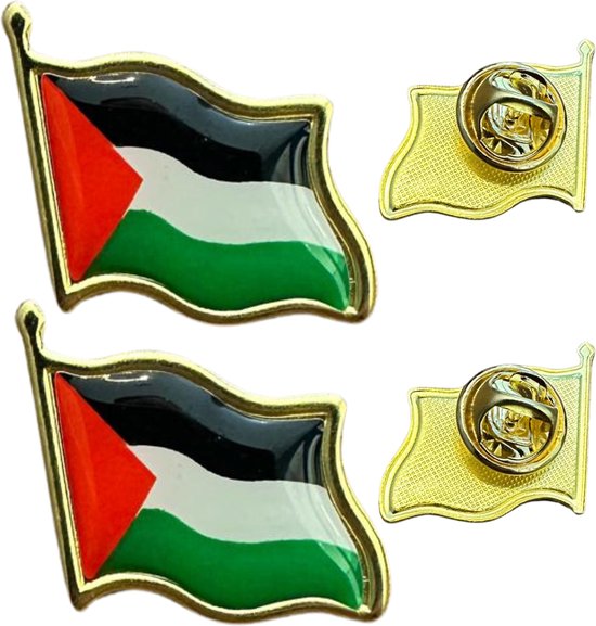 2x Épinglette du drapeau palestinien - Broche Palestine - Épingle du drapeau palestinien - Or