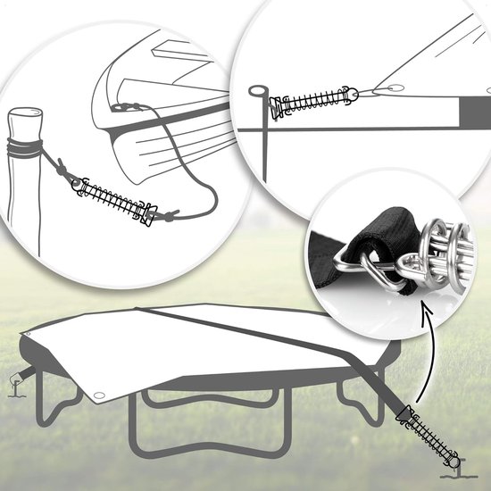 4 stuks - Tenttrekveer - campingtent - spanveer - zonnezeil - Luifelspanveren - Veergesp met hoge sterkte - bevestigingsaccessoires voor campingtent - trekveer met dubbele haak - veer voor tenten, luifels, boten, caravans van EasyHedgehog — afbeelding 2