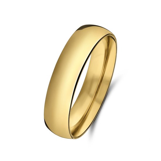 Lucardi Dames Stalen goldplated ring 5mm - Ring - Staal - Goud - 15 / 47 mm