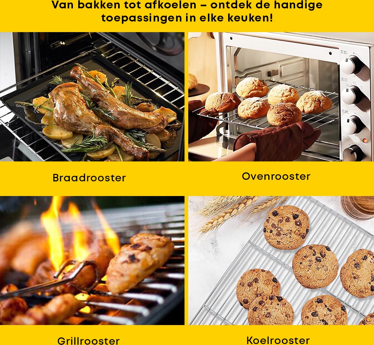 MiniMaxi Universele Ovenrooster 35 CM tot 61 CM - Zeer Grote Verstelbaarheid - Stainless Steel RVS - Past In Vaatwasser En Is Roestbestendig - Voor BBQ Rooster en Koelkast Inlegrooster - eBook toegang — afbeelding 6
