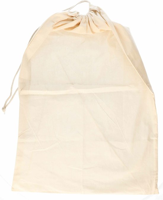 Naturel katoenen canvas tas met trekkoord, open aan de bovenkant, 49 x 75 cm.