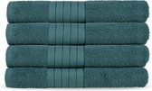 4x serviettes éponge en coton premium vert foncé - 50x100 - qualité hôtelière - merveilleusement douces et souples - absorbant l'humidité - bord tissé - aspect luxueux