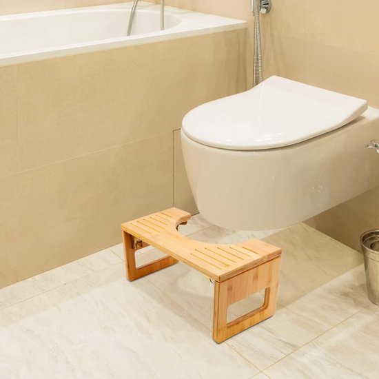 Tabouret De Toilette Pliable En Bambou 17,8 Cm - Soulage Constipation Et Ballonnements, Antidérapant Pour Adultes
