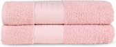 2x serviettes éponge en coton premium rose - 70x140 - qualité hôtelière - merveilleusement douces et souples - absorbant l'humidité - bord tissé - aspect luxueux