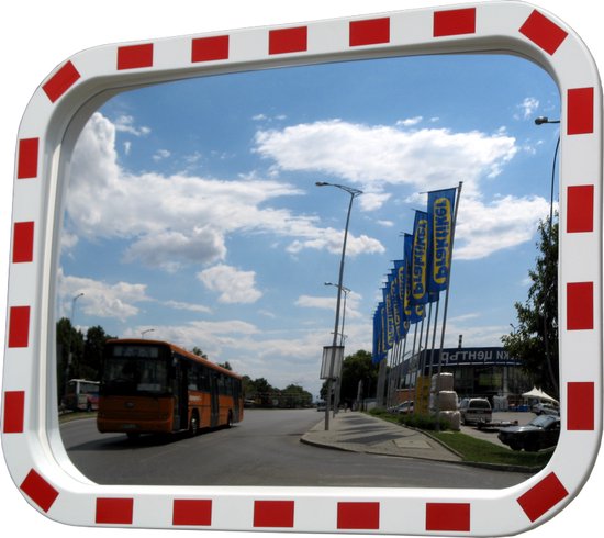 ECD Germany Verkeersspiegel rechthoekig 40 x 60 cm met reflectoren - incl. houder - van ABS-kunststof - wit-rood - veiligheidsspiegelbewakingsspiegel bolle spiegels ECD Germany Verkeersspiegel rechthoekig 40 x 60 cm met reflectoren - incl. houder - van ABS-kunststof - wit-rood - veiligheidsspiegelbewakingsspiegel bolle spiegels
