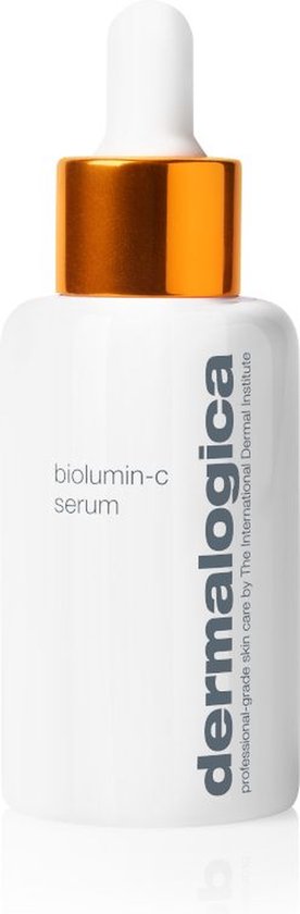 Dermalogica Biolumin-C serum flesje met oranje dop en witte dropper.
