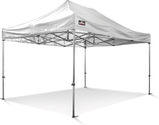 Foto: Easy up partytent vouwtent 3x4 5m wit met gratis sterke pvc opberghoes en spanbanden set met haringen