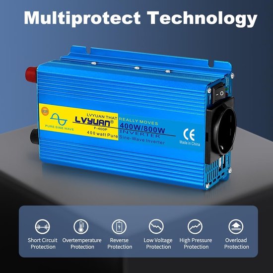 Carpoint Pure Sinus Omvormer 12v>230v 300w