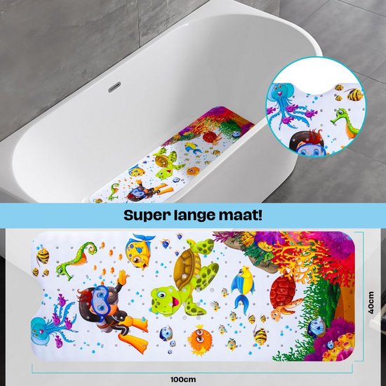 Badmat enfant et bébé - plongeur tortue poisson océan sous l'eau - grand tapis antidérapant - antidérapant bébés enfants - tapis antidérapant - tapis de bain enfant tapis de bain bébé tapis de douche douche salle de bain - grand - lavable