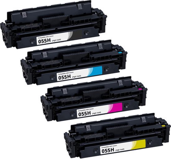 Toners Geschikt voor Canon 055/055H | Multipack 4 stuks Geschikt voor Canon i-Sensys LBP663CDW - LBP664CX - MF742CDW - MF744CDW