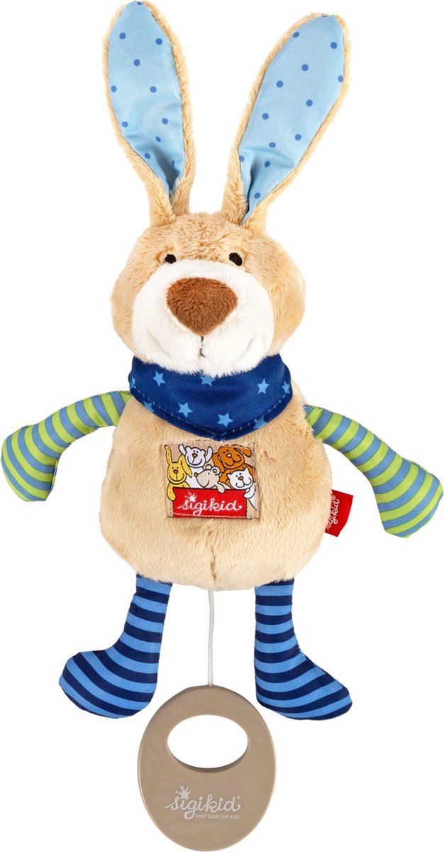 Sigikid Musical Bunny - Muziekknuffel haas - Wasbaar - Red Stars
