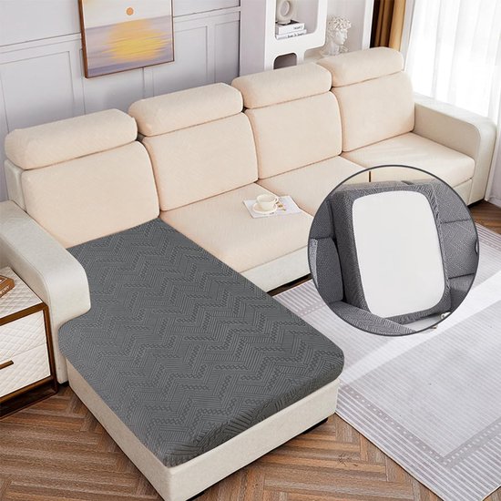 Foto: Bankovertrek voor bank l vorm bankovertrek chaise longue hoezen bankdeken om te bedekken hoekbank bankovertrek voor woonaccessoires bankbescherming grijs chaise longue overtrek