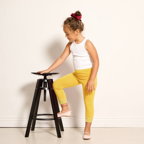 Merry Style MS-MS10-293-LE Meisjes Leggings - Sport - Vrijetijdsbroek - 3/4 Capri – Viscose - Sporbroek - Yogabroek - Geel - 158