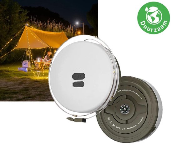 Stemap® Camping lamp | Camping Lichtsnoer 10 Meter | Kampeerlamp | Oprolbaar | Waterproof IPX4 | Oplaadbaar | Warmlicht Witlicht