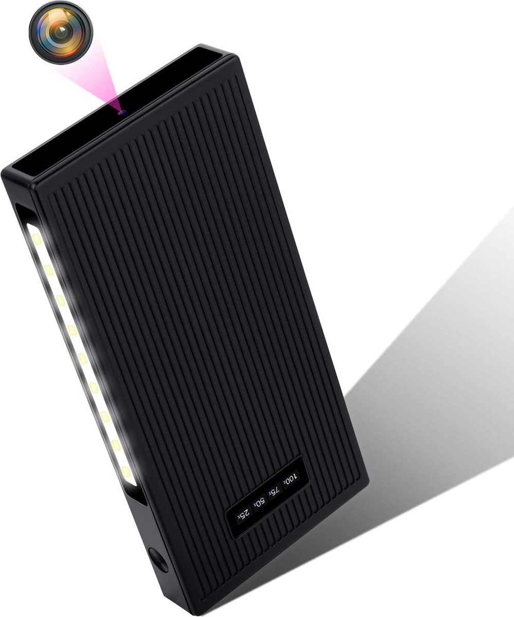 Spycam - Mini-bewakingscamera 32 GB 1080p 10.000 mAh kleine camera's draagbare bewakingscamera Nanny mini-camera's met bewegingsmelder infrarood nachtzicht zwaartekrachtherkenningsfunctie