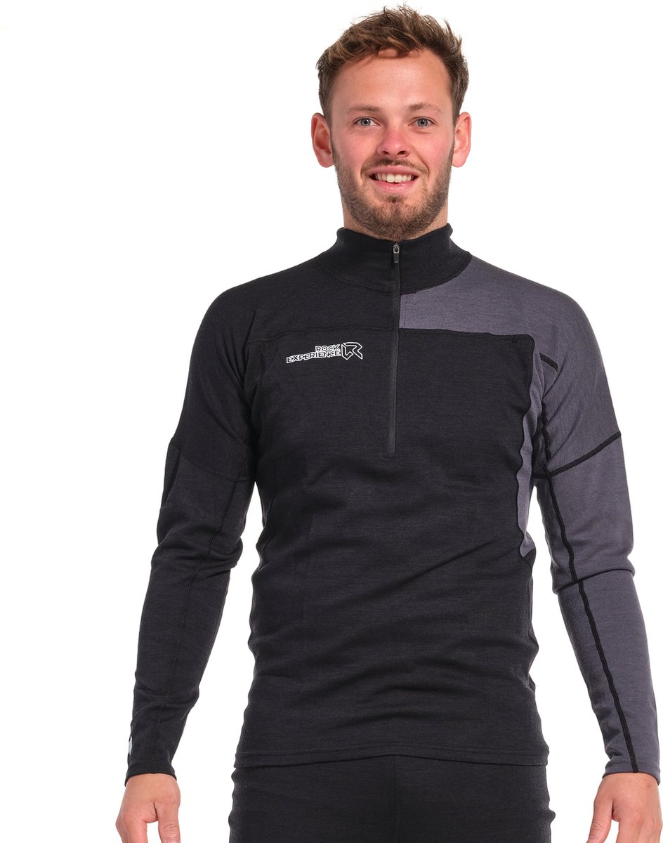 Rock Experience MOONSTONE HZ LS Heren Skipully Zwart L - Caviar Melange + Ebony Thermokleding